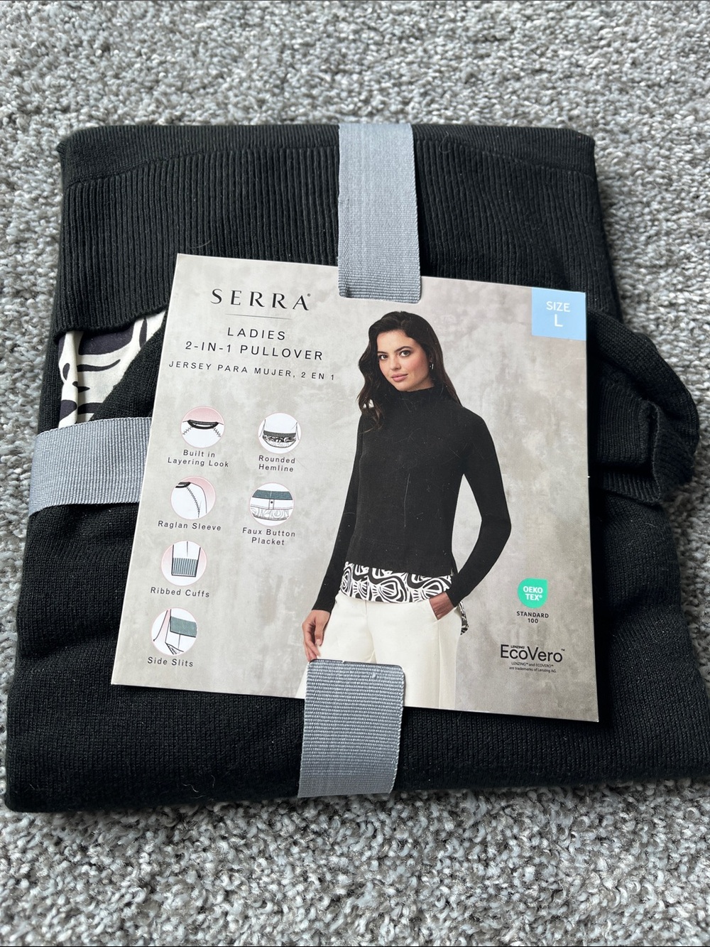 Serra Black 2-in-1 Cowl Pullover Sweater